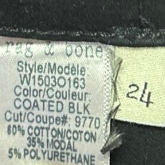 Rag & Bone Black Coated Mid Rise Skinny Legging Jegging Denim Jeans Size 24 - Picture 6 of 6